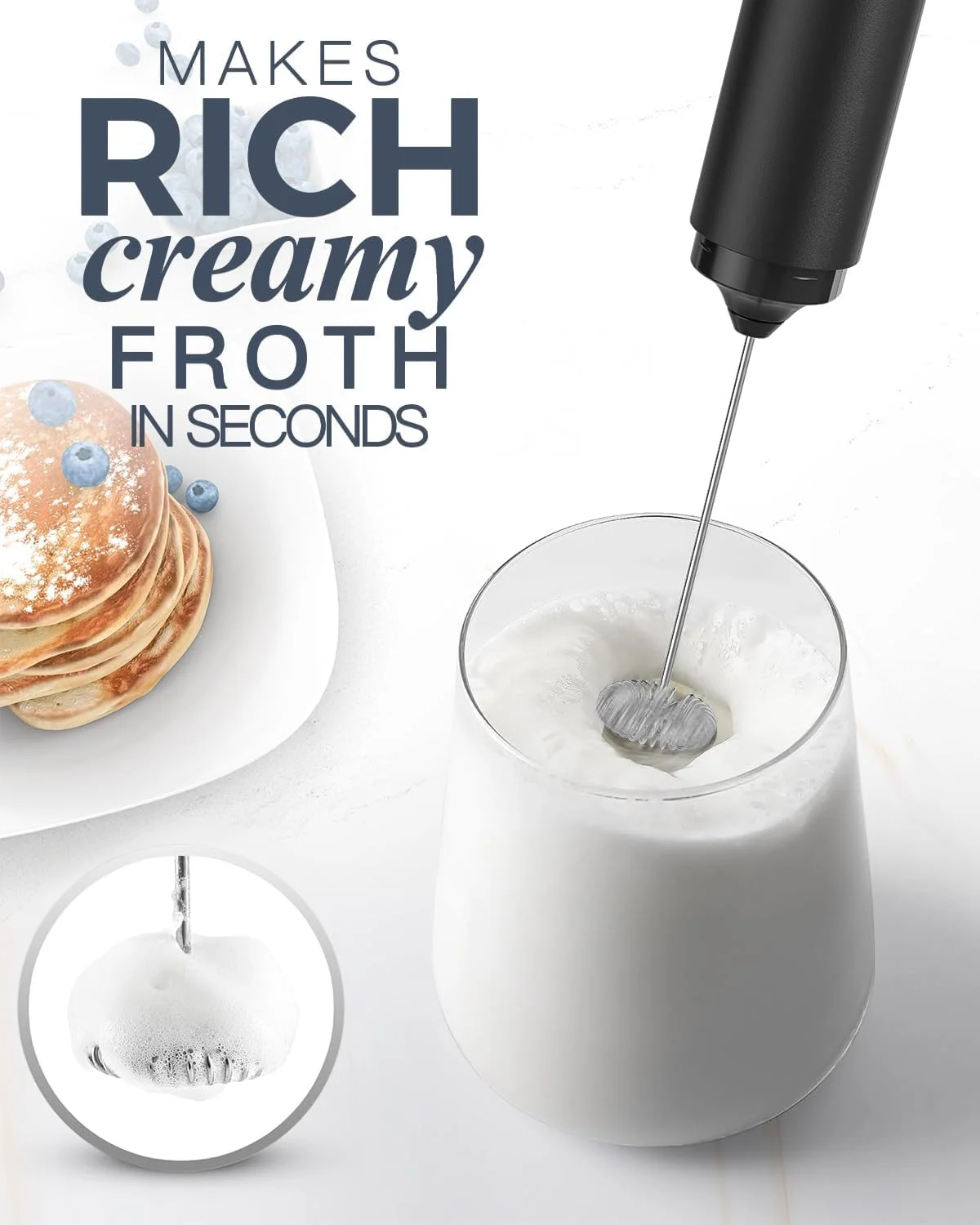 Electric Milk Frother USB Rechargeable - 3 Speed - Image 6