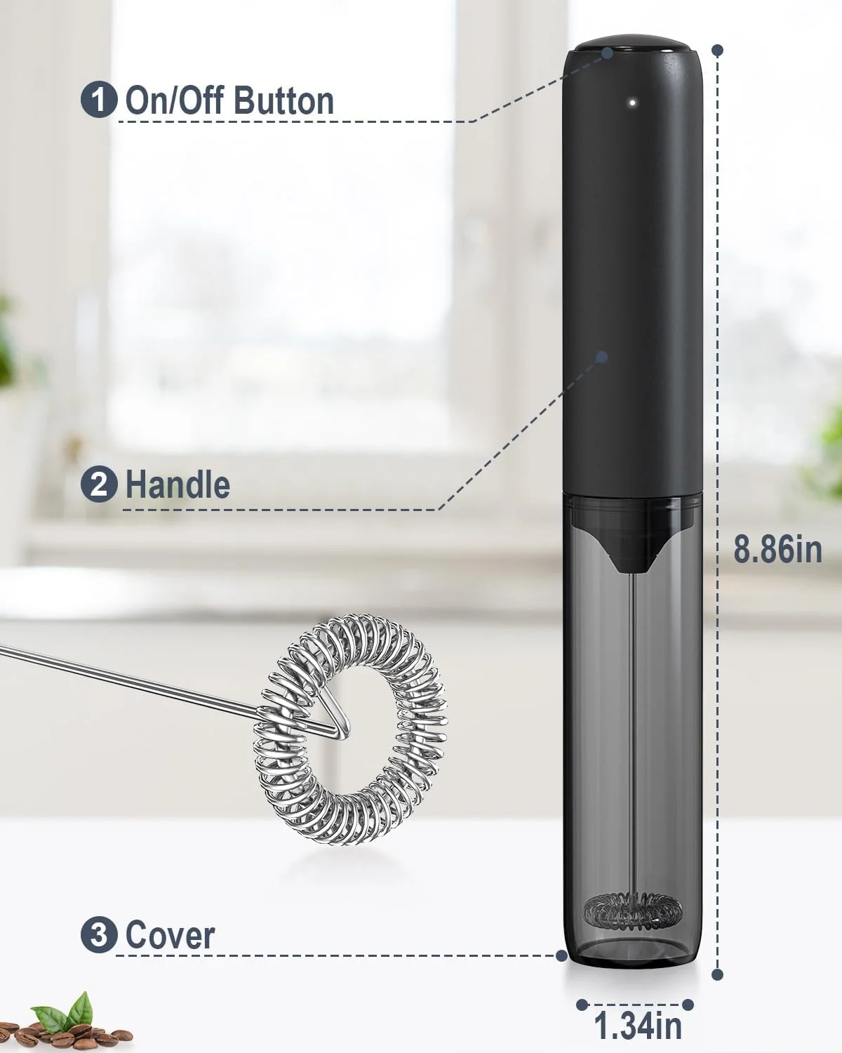 Electric Milk Frother USB Rechargeable - 3 Speed - Image 4