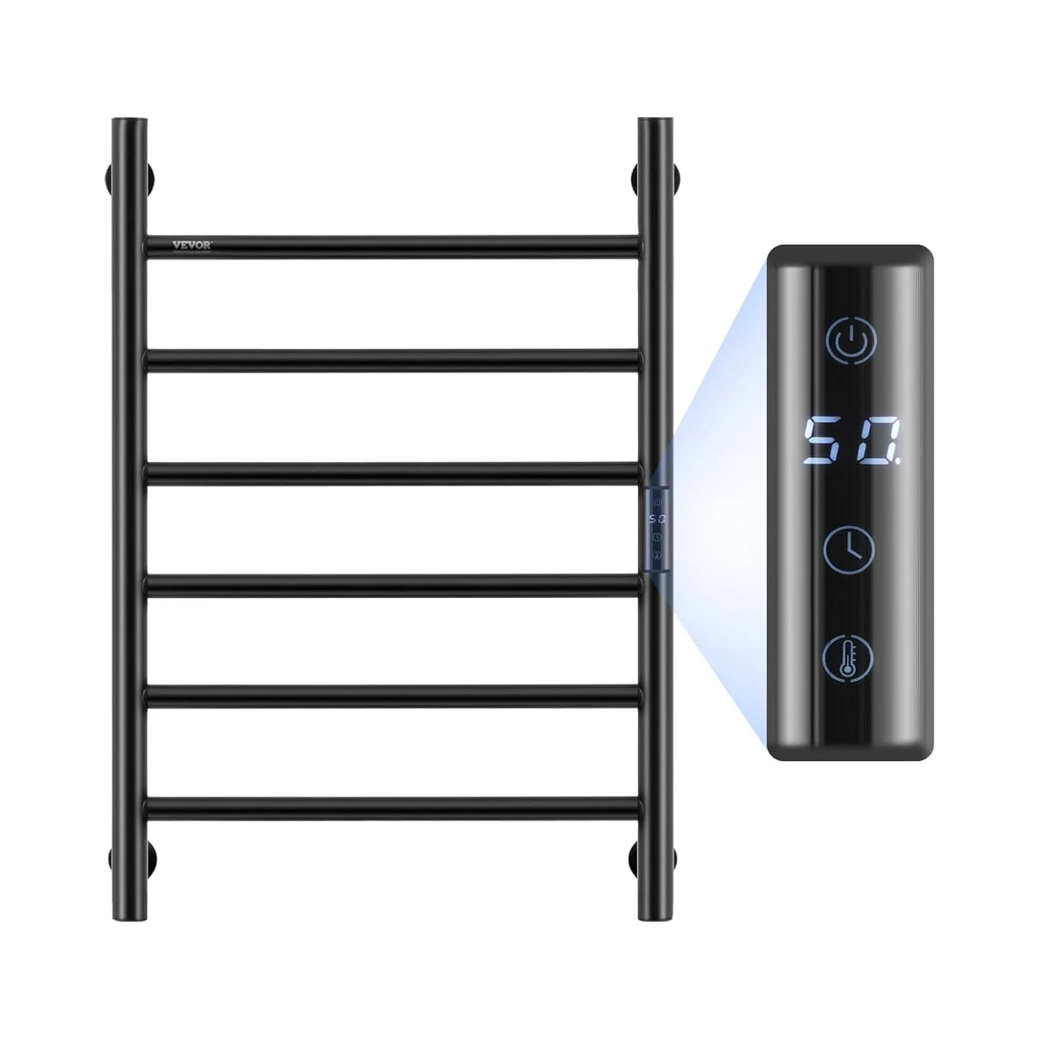 Electric Heated Towel Rack - Wall Mounted 6 Bar