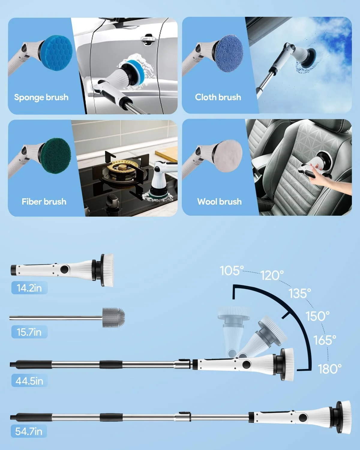 Cordless Electric Spin Scrubber with 8 Brush Heads - Image 3